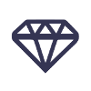 dark blue icon of a diamond